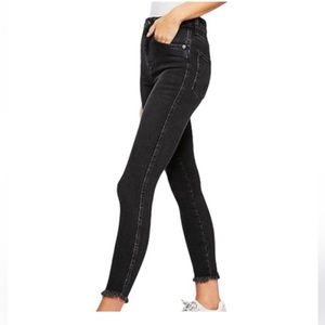 We the Free Black High Rise Raw Hem Skinny Jeans Size 30